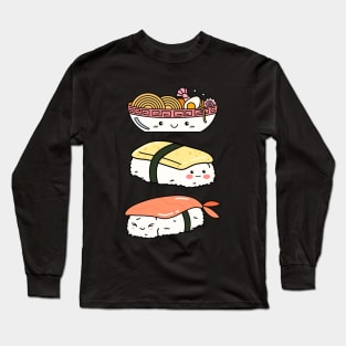 Cute Kawaii Ramen Nigiri Tamago Sushi Long Sleeve T-Shirt